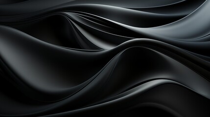 Wall Mural - black and gray monochrome abstract background with interwoven curved geometrical shape layers