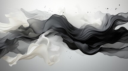 Wall Mural - Black and white abstract paint brush wallpaper.