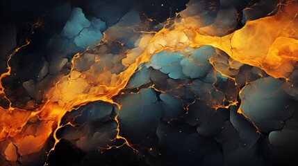 Wall Mural - black and white marble texture background with wavy cracked gold details