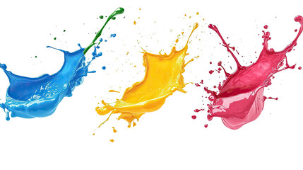 Poster - Colorful Paint Splashes Collection Isolated on a White Background Generative AI