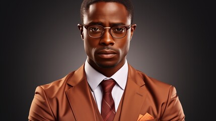 Wall Mural - Business man portrait isolated on white transparent background, Afro businessman in suit, crossed arms, PNG