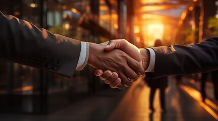 Wall Mural - businesspeople shaking hands in agreement