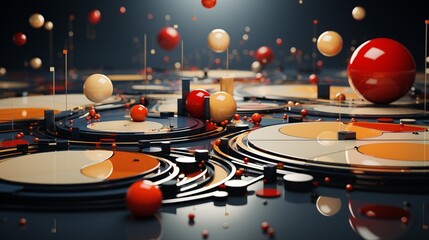 Wall Mural - circles in different shapes on abstract background with geometric pattern