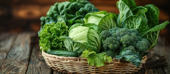 Assorted Fresh Organic Vegetables in Wicker Basket on Rustic Wooden Background  Healthy Eating Clean Eating Vegetarian Diet Eco Friendly Lifestyle Grocery Shopping Cooking Ingredients