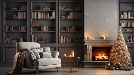 Wall Mural - contemporary room. christmas interior design background.
