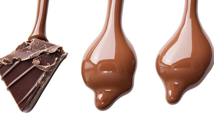Poster - Collection of Dripping Chocolate Confections on a White Background Generative AI