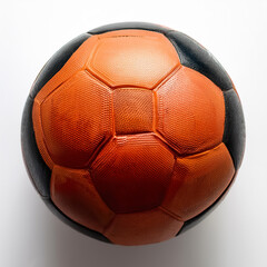 A close-up of a modern soccer ball, isolated on a white background