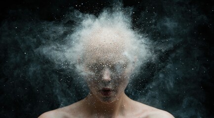 Poster - Ethereal portrait with smoke and glitter