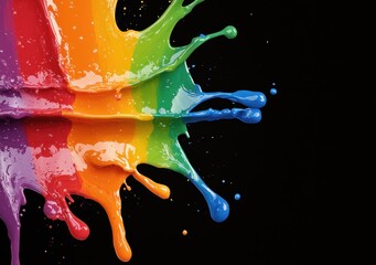 Poster - Colorful paint splash on black background