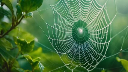 spider web with dew drops
