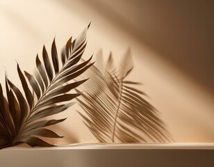 abstract natural plant shadows on soft beige background