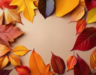 collection of colorful autumn leaves with room for copy space