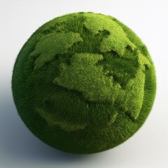 green grass planet isolated 3d illustration white background