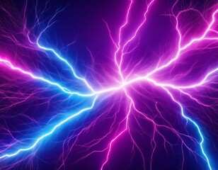 vibrant background with lightning bolts on violet colorful neon light electrical texture high energy voltage