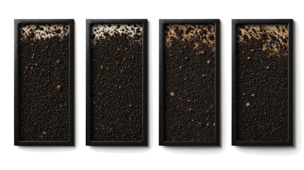 Poster - Grungy Black Frames Containing Dirt Collection on a White Backdrop Generative AI