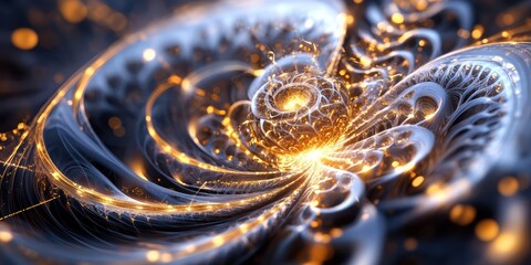 Poster - intricate fractal patterns illuminated in digital artistry