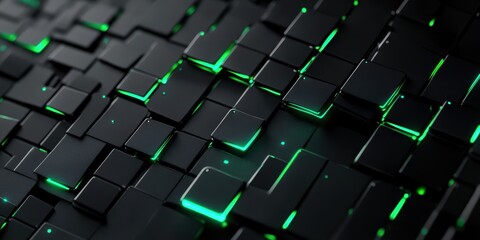 Poster - Grid Pattern Video Game Background in Black and Green A Futuristic Visual Experience