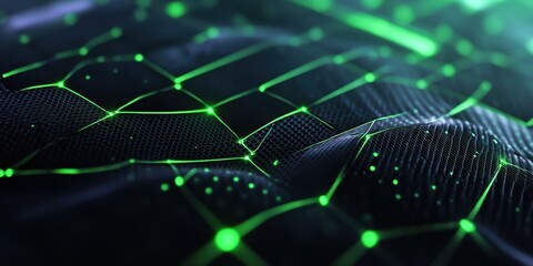 Poster - futuristic grid pattern background in black and green for video game design inspiration