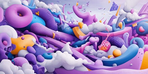 Poster - Surreal Colorful Dynamic Compositions Filled with Fun and Energy
