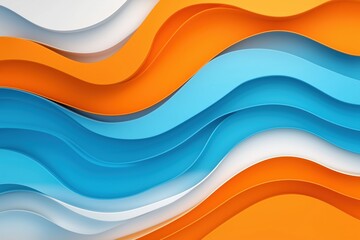 Abstract orange, blanc, and blue background with waves