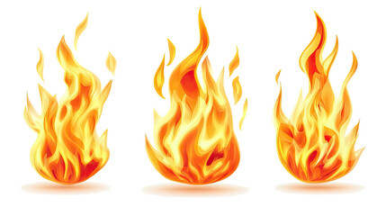 Poster - Intense Flames From a Collection of Fiery Elements on White Background Generative AI