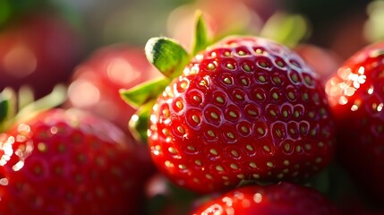 Strawberries, ripe and juicy, are a healthy and tasty treat