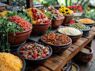 A festive display of Mexican food for a party.