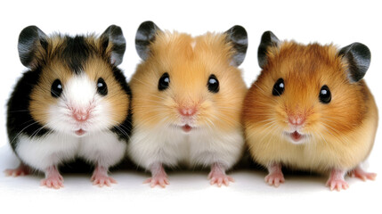 Poster - Cute Hamsters in a Delightful Collection on a White Background Generative AI