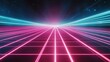 © Bramcrye - Vibrant neon grid against a cosmic starry sky.