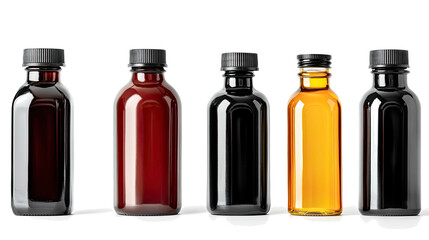 Poster - collection of olive oil bottles arranged on a white background generative ai