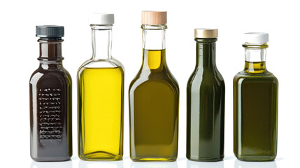Poster - collection of olive oil bottles displayed on a white background generative ai