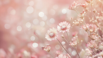 Wall Mural - soft pink background with delicate flowers and subtle texture