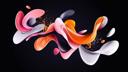 Aufkleber - Colorful abstract painting with a black background. The painting is full of different colors and shapes, creating a sense of movement and energy. The overall mood of the painting is vibrant
