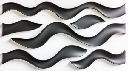 Poster - series of black and white waves, with each wave having a different shape and size. the waves are arr