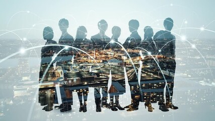 Aufkleber - ビジネスパーソンのグループと都市ネットワークのコンセプト