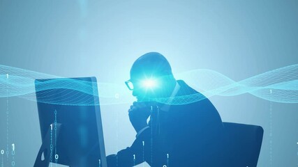 Fototapete - mixed media of system engineer and digital network concept