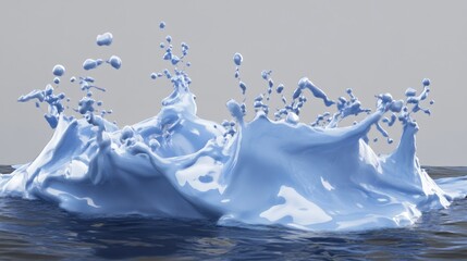 Poster - Dynamic Liquid Splash and Paint Explosion in Vivid Colors, Featuring 3D Rendered Watercolor Spilling and Fluid Movement. Perfect for Creative Abstract Art and Colorful Design Concepts