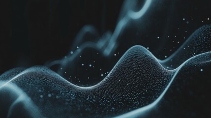 Aufkleber - Modern Blue Flowing Wave with Dotted Particles on a Dark Background, Representing Dynamic Motion and Futuristic Technology Concepts, Perfect for Abstract Designs and Digital Artworks
