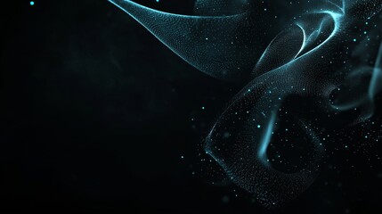 Aufkleber - Modern Blue Flowing Wave with Dotted Particles on a Dark Background, Representing Dynamic Motion and Futuristic Technology Concepts, Perfect for Abstract Designs and Digital Artworks