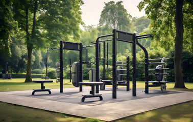 A sunny day in a park with a playground creates a quiet outdoor space for the kids to enjoy.