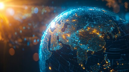 A Digital Representation of Earth with Illuminated Cities and Network Connections