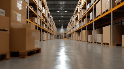 Wall Mural - realistic warehouse interior render for logistics business and digital media design