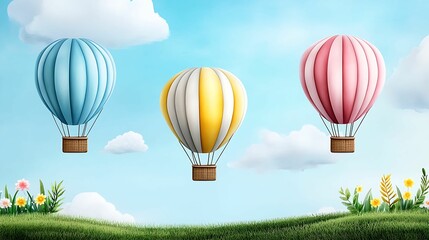 Colorful Hot Air Balloons in a Serene Sky