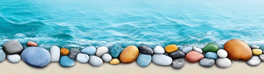 Wall Mural - Serene Shoreline A Glimpse of Colorful Pebbles by the Water