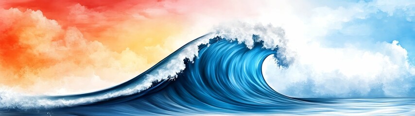 Wall Mural - Majestic Ocean Wave Rising Against a Colorful Sky
