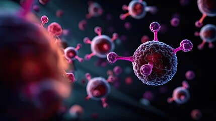 Poster - vibrant visualization of molecular structures in a dark environment.