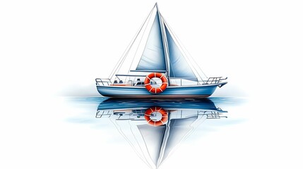 Wall Mural - Sailing Serenity A Tranquil Reflection on Water