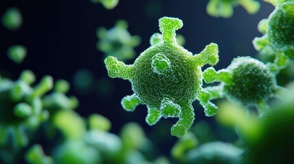 Poster - Microscopic view of a virus, showcasing intricate details and vibrant colors.