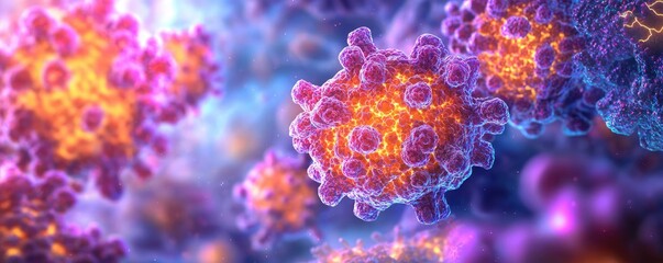 Poster - colorful macro view of cellular structures on a vibrant background.