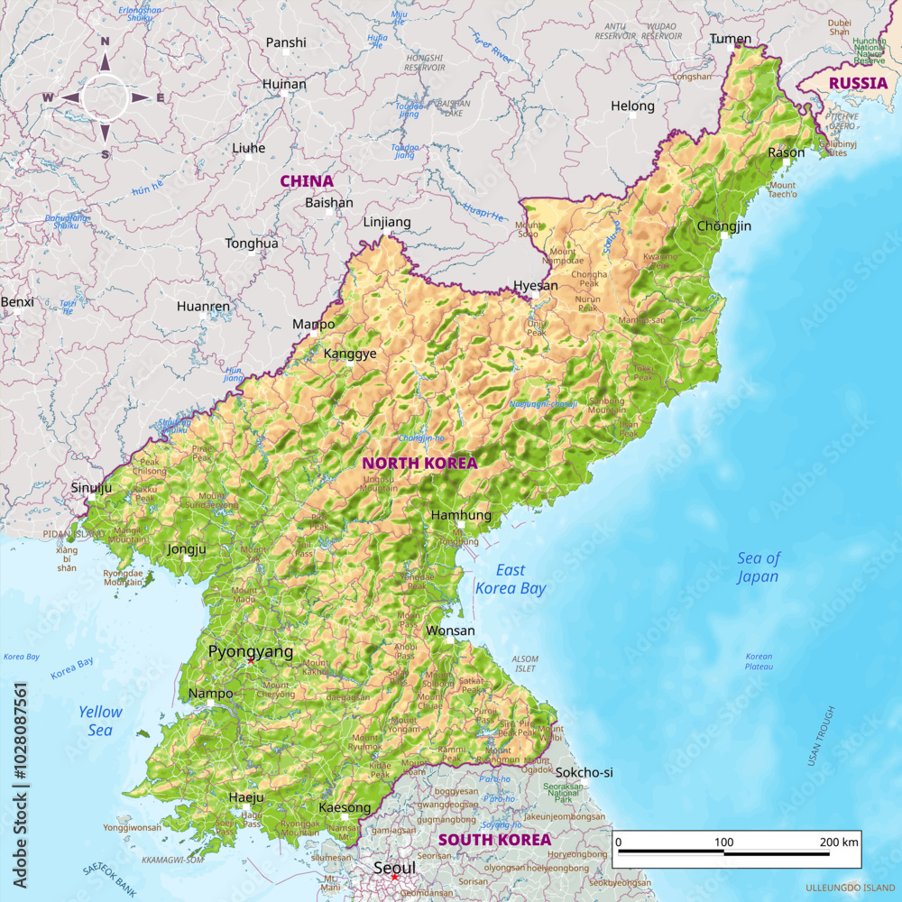 Physical Political Map Of North Korea Stock Vector Adobe Stock 1000 F 1028087561 CkMSNBvTz9qQ0nwpFROzuIJvFsWNMtmX 